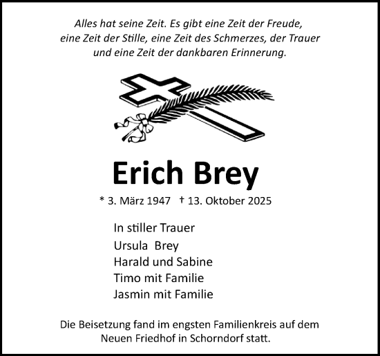 Traueranzeige von Erich Brey von Waiblinger Kreiszeitung