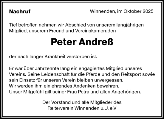 Traueranzeige von Peter Andreß von Waiblinger Kreiszeitung