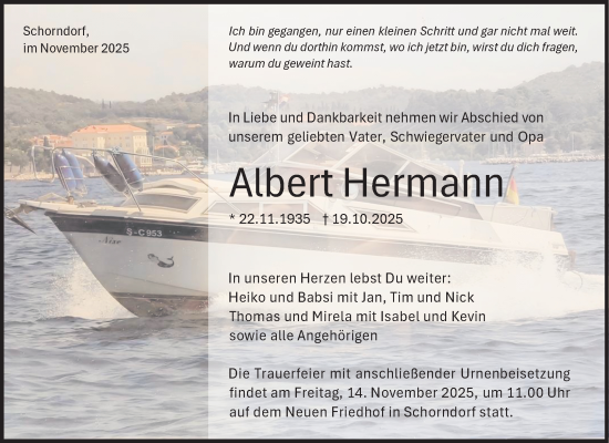 Traueranzeige von Albert Hermann von Waiblinger Kreiszeitung