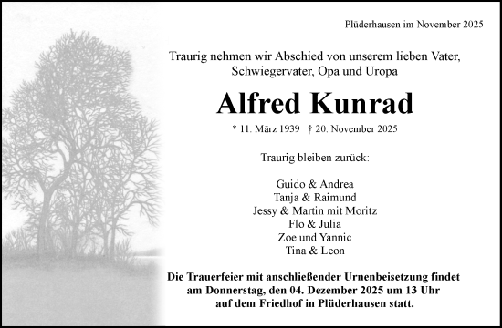 Traueranzeige von Alfred Kunrad von Waiblinger Kreiszeitung