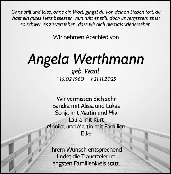 Traueranzeige von Angela Werthmann von Waiblinger Kreiszeitung