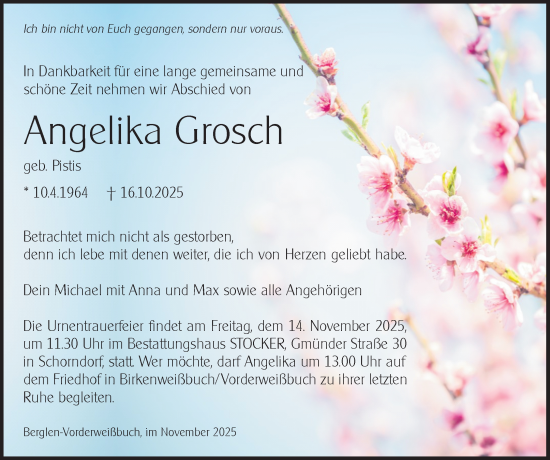 Traueranzeige von Angelika Grosch von Waiblinger Kreiszeitung
