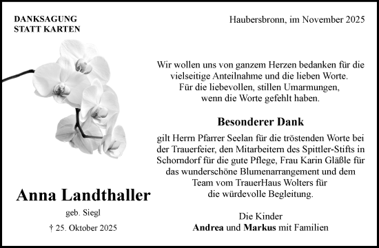 Traueranzeige von Anna Landthaller von Waiblinger Kreiszeitung