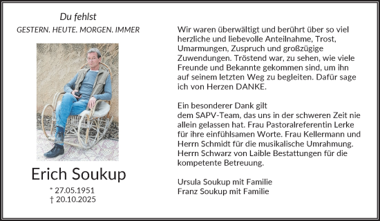 Traueranzeige von Erich Soukup von Waiblinger Kreiszeitung