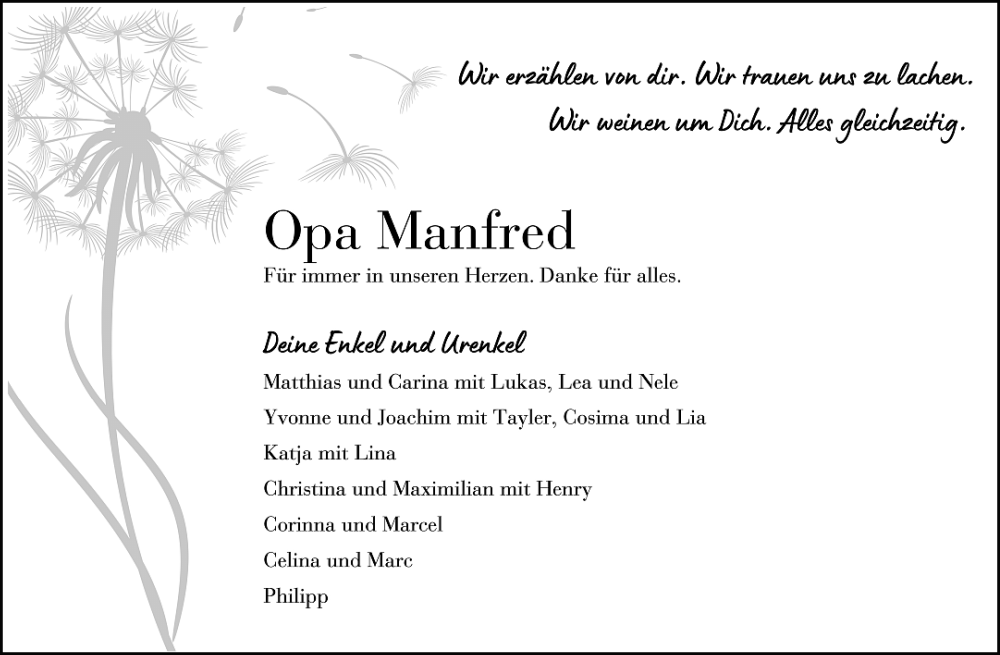  Traueranzeige für Manfred Ehring vom 03.11.2025 aus Waiblinger Kreiszeitung