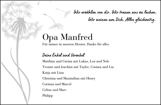 Traueranzeige von Manfred Ehring von Waiblinger Kreiszeitung