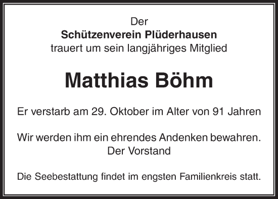 Traueranzeige von Matthias Böhm von Waiblinger Kreiszeitung