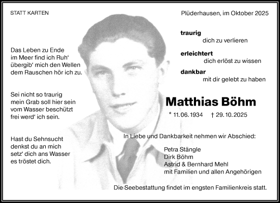 Traueranzeige von Matthias Böhm von Waiblinger Kreiszeitung
