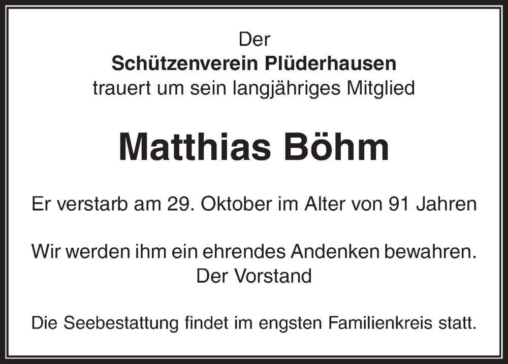  Traueranzeige für Matthias Böhm vom 10.11.2025 aus Waiblinger Kreiszeitung