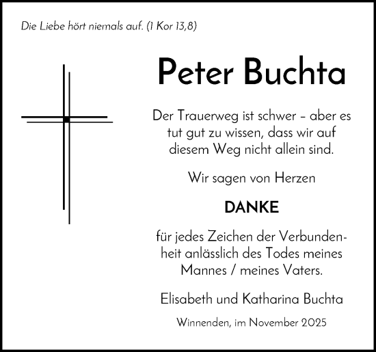 Traueranzeige von Peter Buchta von Waiblinger Kreiszeitung