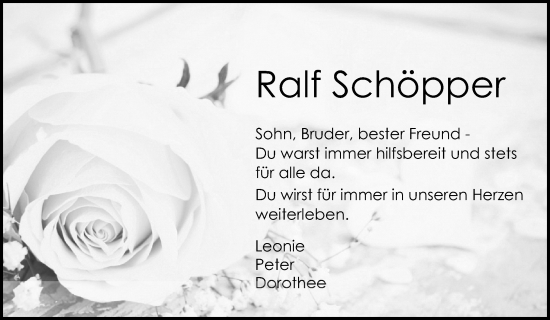 Traueranzeige von Ralf Schöpper von Waiblinger Kreiszeitung