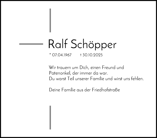 Traueranzeige von Ralf Schöpper von Waiblinger Kreiszeitung