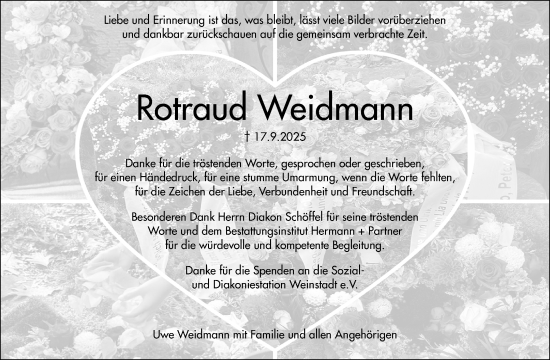 Traueranzeige von Rotraud Weidmann von Waiblinger Kreiszeitung