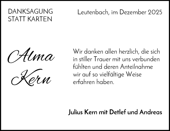 Traueranzeige von Alma Kern von Waiblinger Kreiszeitung