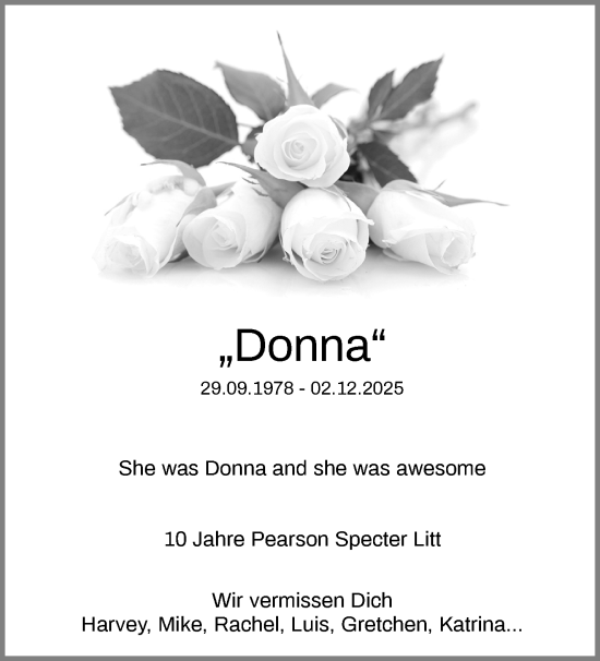 Traueranzeige von Donna  von Waiblinger Kreiszeitung