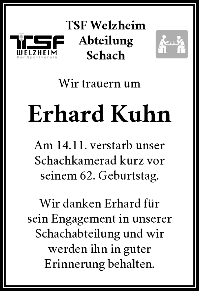  Traueranzeige für Erhard Kuhn vom 01.12.2025 aus Waiblinger Kreiszeitung