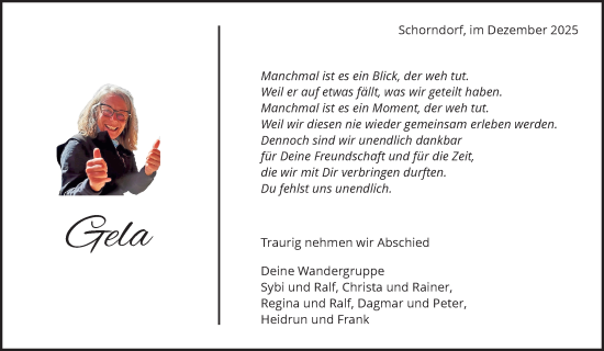 Traueranzeige von Gela  von Waiblinger Kreiszeitung