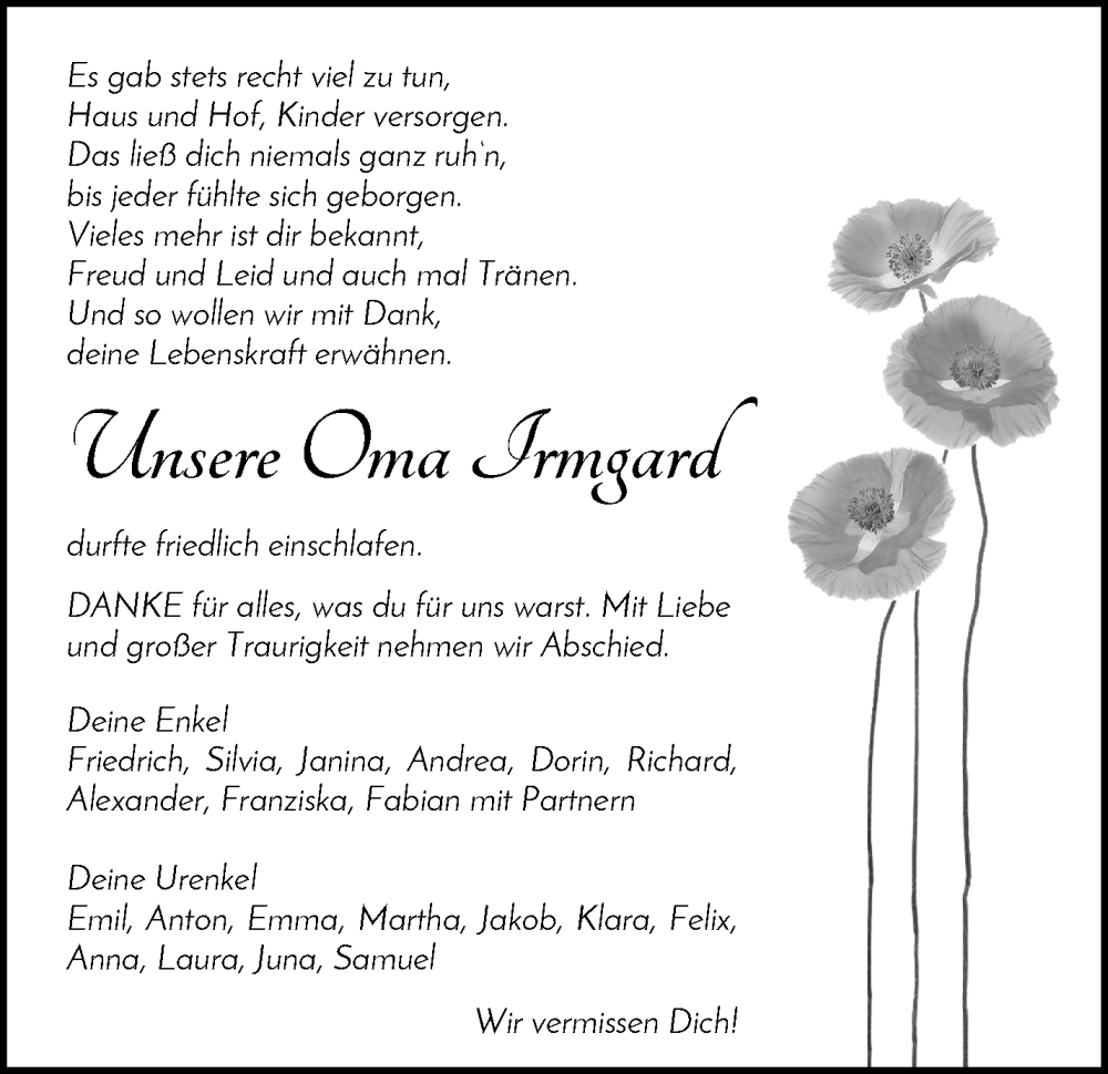  Traueranzeige für Irmgard Krug vom 12.12.2025 aus Waiblinger Kreiszeitung