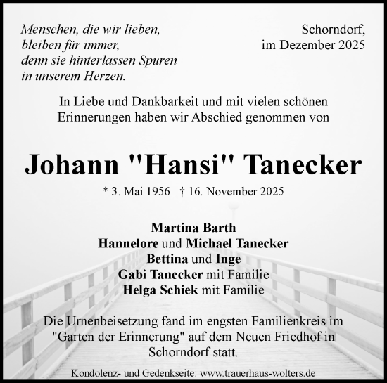 Traueranzeige von Johann Tanecker von Waiblinger Kreiszeitung