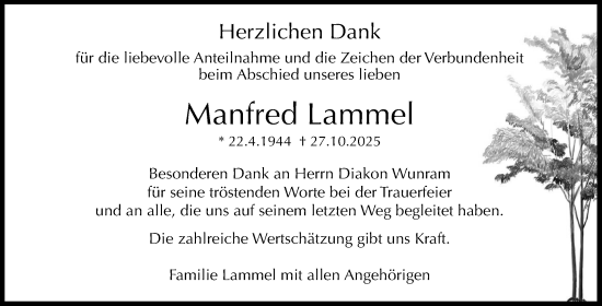 Traueranzeige von Manfred Lammel von Waiblinger Kreiszeitung