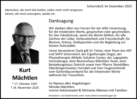 Traueranzeige von Monika Mächtlen von Waiblinger Kreiszeitung