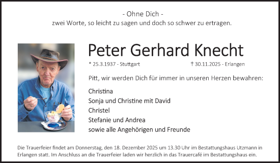 Traueranzeige von Peter Gerhard Knecht von Waiblinger Kreiszeitung