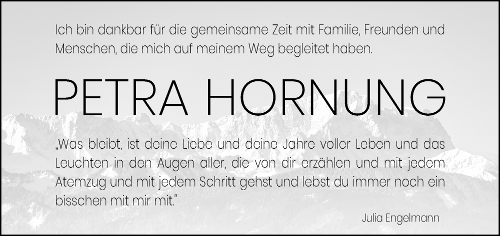  Traueranzeige für Petra Hornung vom 30.12.2025 aus Waiblinger Kreiszeitung