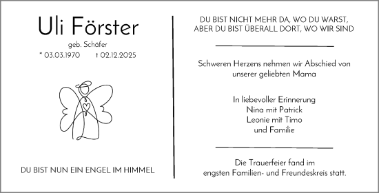 Traueranzeige von Uli Förster von Waiblinger Kreiszeitung