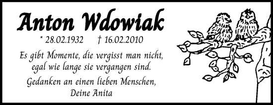 Traueranzeige von Anton Wdowiak von Waiblinger Kreiszeitung
