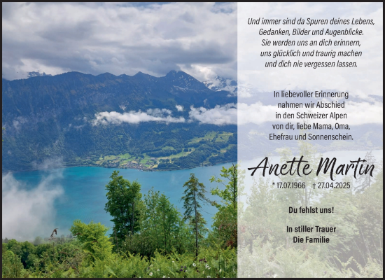 Traueranzeige von Anette Martin von Waiblinger Kreiszeitung
