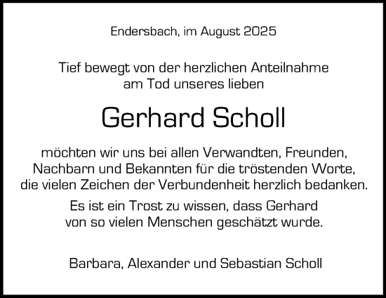 Traueranzeige von Gerhard Scholl von Waiblinger Kreiszeitung