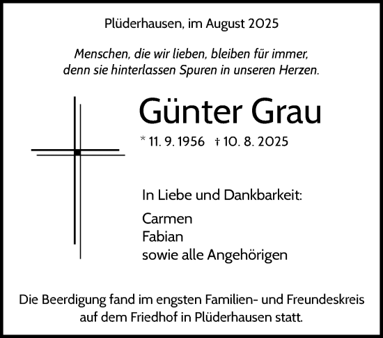 Traueranzeige von Günter Grau von Waiblinger Kreiszeitung