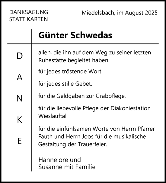 Traueranzeige von Günter Schwedas von Waiblinger Kreiszeitung