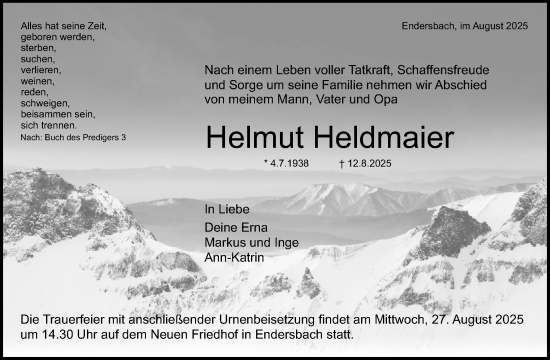 Traueranzeige von Helmut Heldmaier von Waiblinger Kreiszeitung