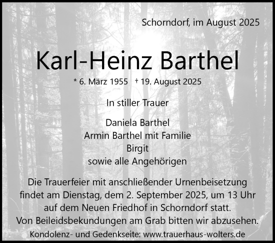 Traueranzeige von Karl-Heinz Barthel von Waiblinger Kreiszeitung