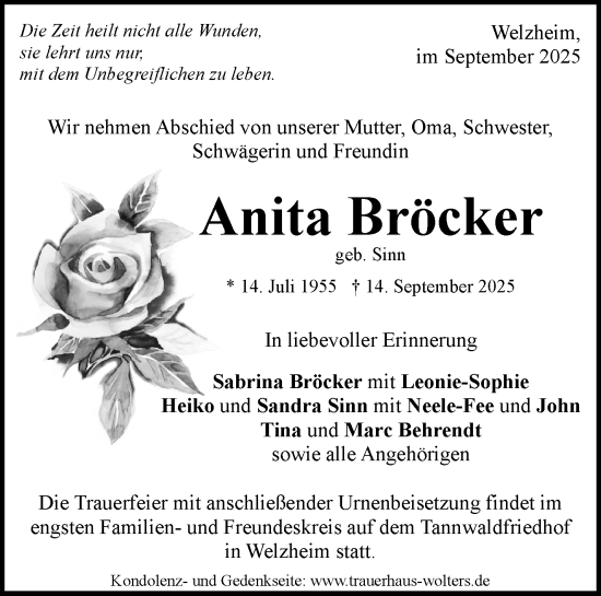 Traueranzeige von Anita Bröcker von Waiblinger Kreiszeitung