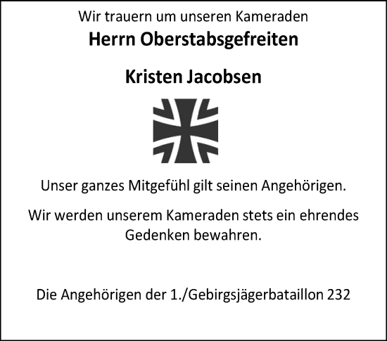 Traueranzeige von Kristen Jacobsen von Waiblinger Kreiszeitung