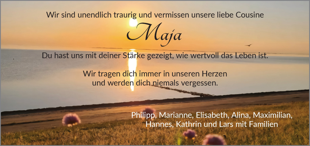  Traueranzeige für Maja Müller vom 13.09.2025 aus Waiblinger Kreiszeitung