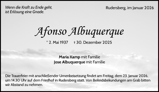 Traueranzeige von Afonso Albuquerque von Waiblinger Kreiszeitung