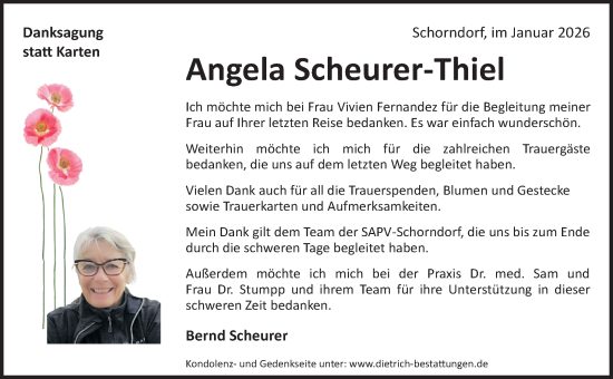 Traueranzeige von Angela Scheurer-Thiel von Waiblinger Kreiszeitung