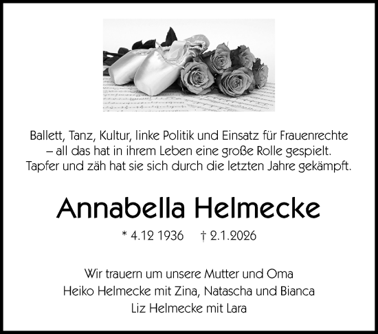 Traueranzeige von Annabella Helmecke von Waiblinger Kreiszeitung