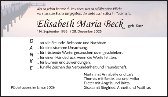 Traueranzeige von Elisabeth Maria Beck von Waiblinger Kreiszeitung