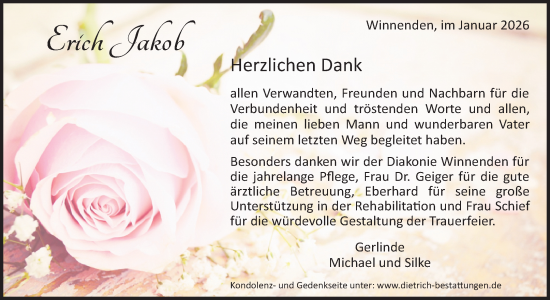 Traueranzeige von Erich Jakob von Waiblinger Kreiszeitung