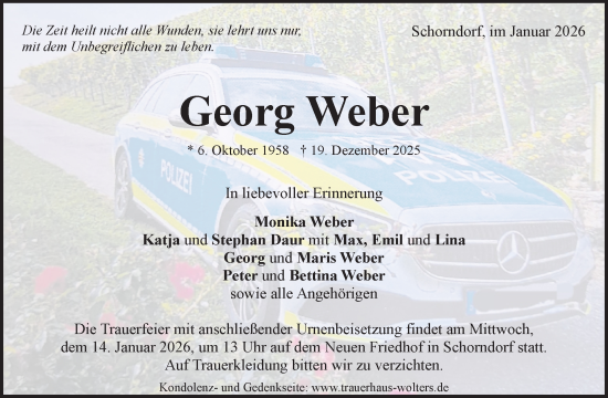Traueranzeige von Georg Weber von Waiblinger Kreiszeitung