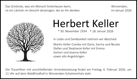Traueranzeige von Herbert Keller von Waiblinger Kreiszeitung