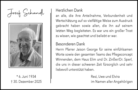 Traueranzeige von Josef Schandl von Waiblinger Kreiszeitung