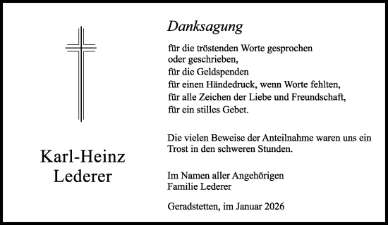 Traueranzeige von Karl-Heinz Lederer von Waiblinger Kreiszeitung