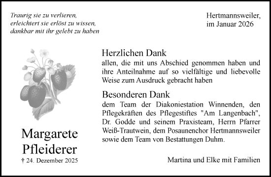 Traueranzeige von Margarete Pfleiderer von Waiblinger Kreiszeitung