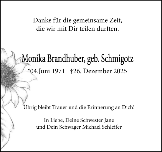 Traueranzeige von Monika Brandhuber von Waiblinger Kreiszeitung