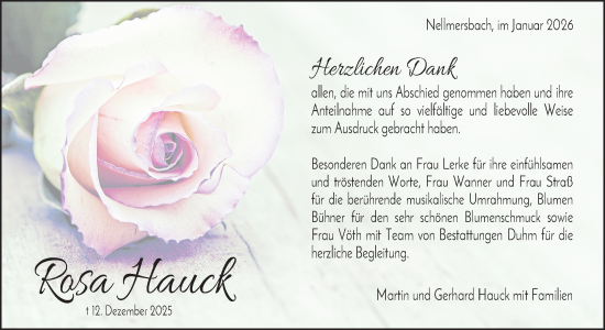 Traueranzeige von Rosa Hauck von Waiblinger Kreiszeitung